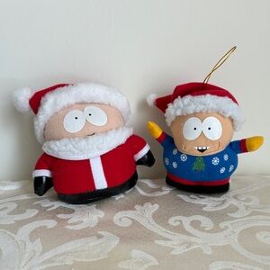 South Park Cartman Plush Christmas Ornaments Set of Two RARE